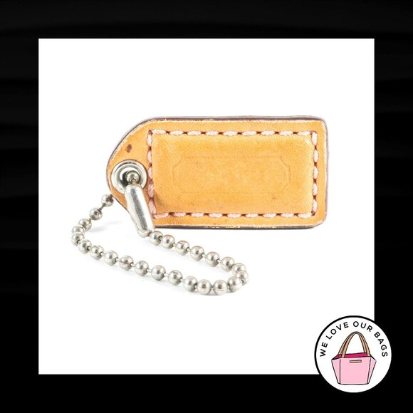 1.5" Small COACH Light Saddle Leather Nickel Key Fob Bag Charm Keychain Hang Tag - Picture 1 of 1